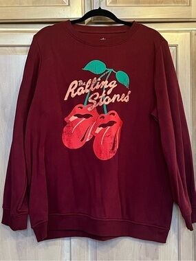 The Rolling Stones Burgundy Sweatshirt with Red Tongue Cherries Size XXL
